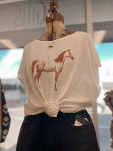 “Vintage Cowgirl” Fringe Sleeve Tee (Up To XL)