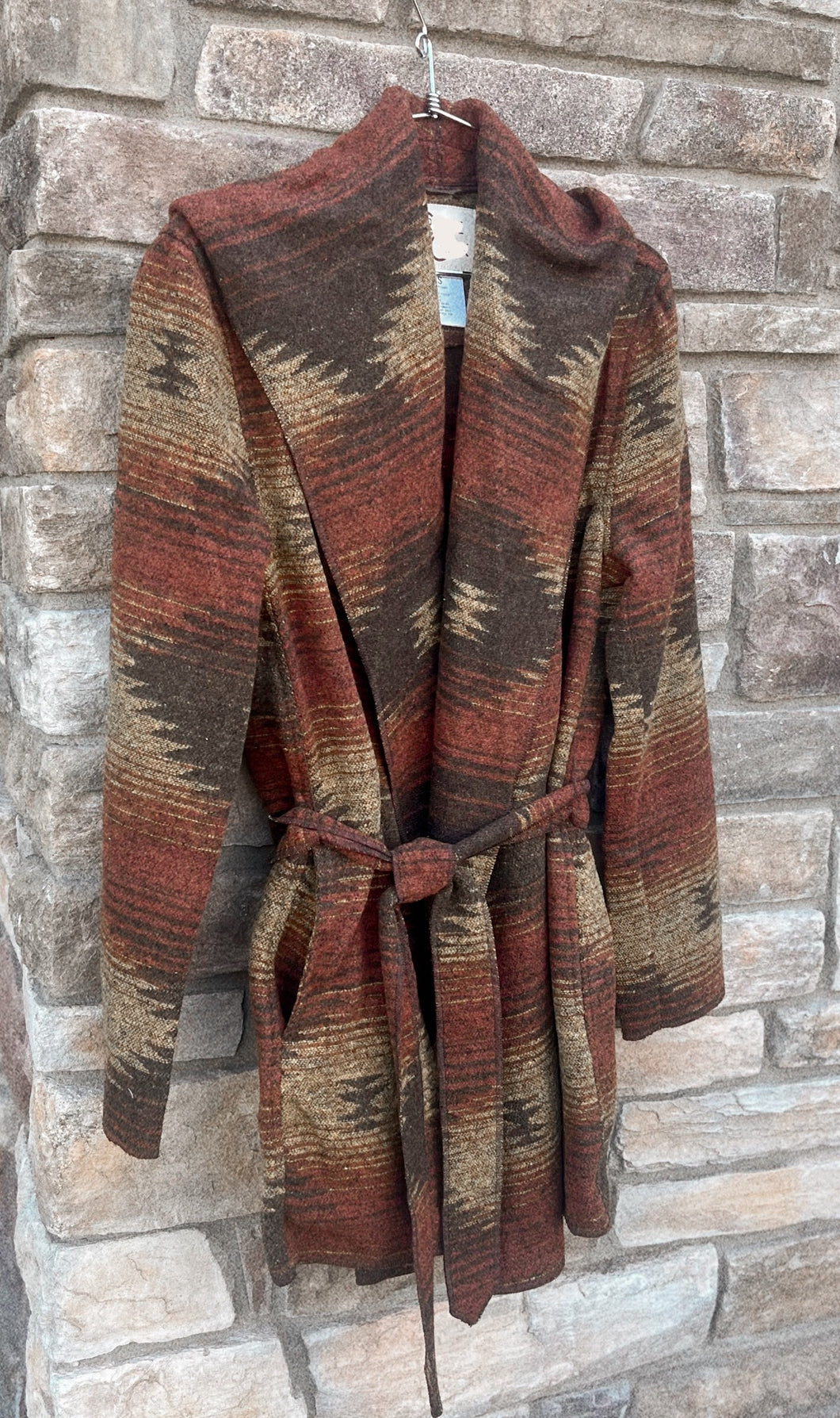 “Fall Time” Aztec Tie Coat