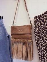 Load image into Gallery viewer, Fringe Taupe Crossbody Bag