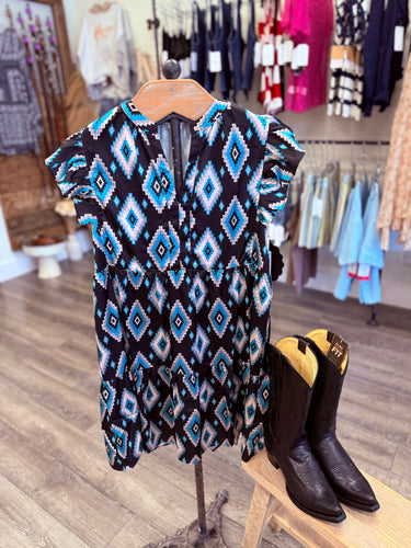 “Retro Cowgirl” Aztec Dress (Up To XL)