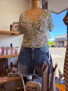 "Wild Flowers" Short Sleeve Blouse