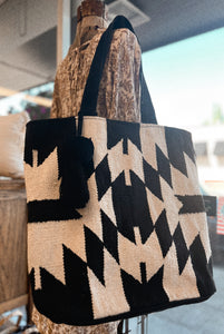 Black & Cream Aztec Shoulder Bag