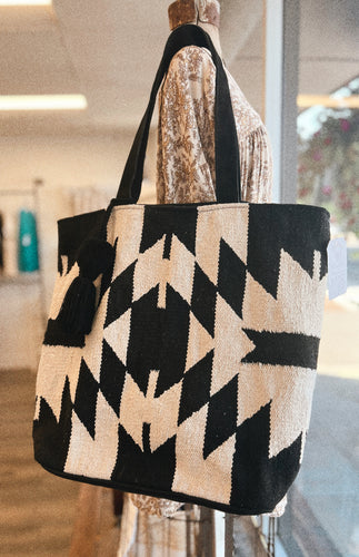 Black & Cream Aztec Shoulder Bag